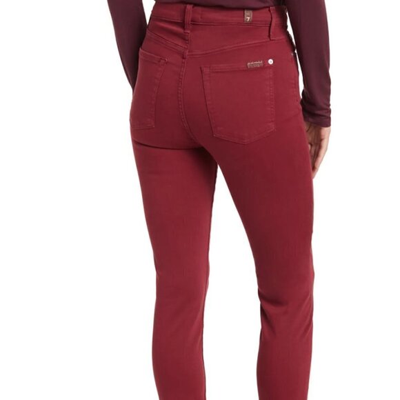 7 For All Mankind High Waist Ankle Skinny Jeans Merlot - Picture 2 of 3